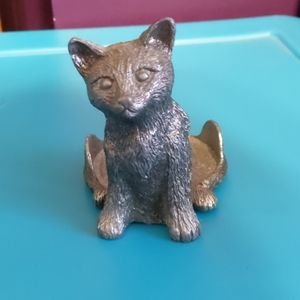 Metzke pewter cat tealight holder